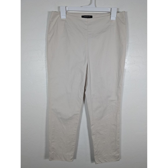 Lafayette 148 Pants Womens 4 Beige Cropped Stretch Slim Fit Comfort Office - Picture 1 of 10